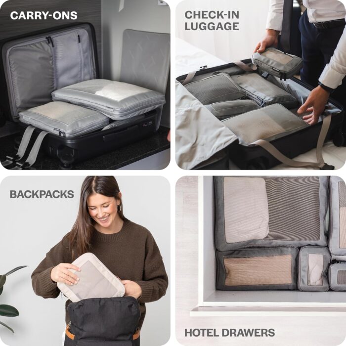 Aerotrunk Compression Packing Cubes for Travel - Luggage Organizer Bags - Double Zipper Packing Cubes for Suitcases (6-Pack, Black) - Image 9