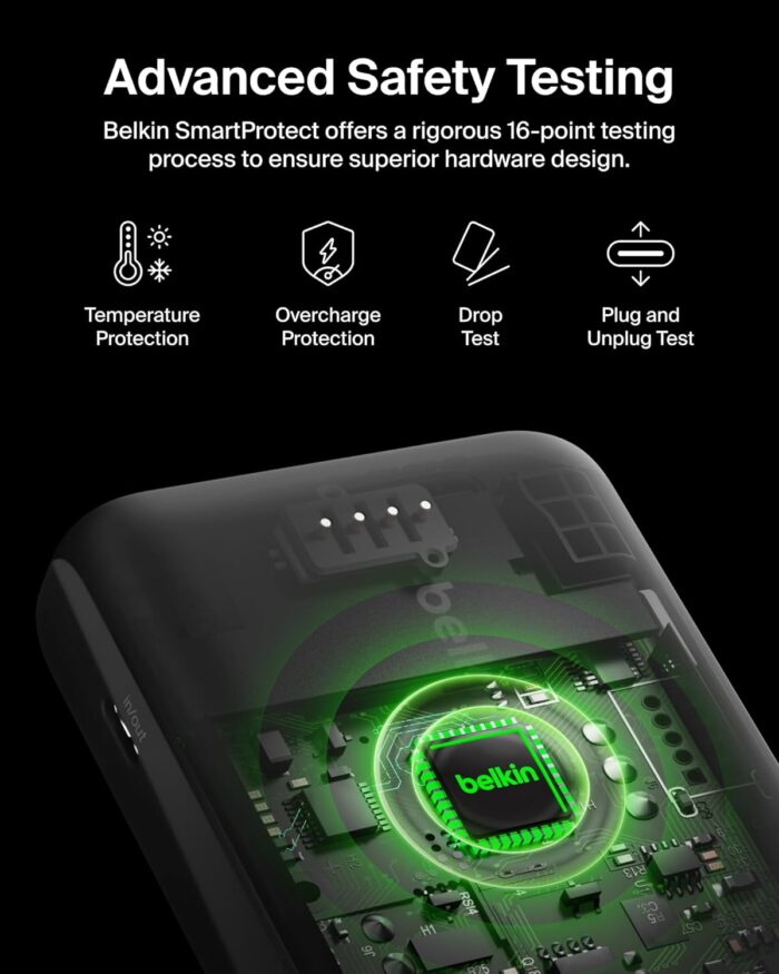 Belkin Portable Charger, Power Bank with Integrated Cable 20000 mAh 30W - Fast Charging USB C Power Delivery, iPhone Charger - iPhone 16 Series, iPad Pro, Galaxy S25 Series, & More - Black - Image 3