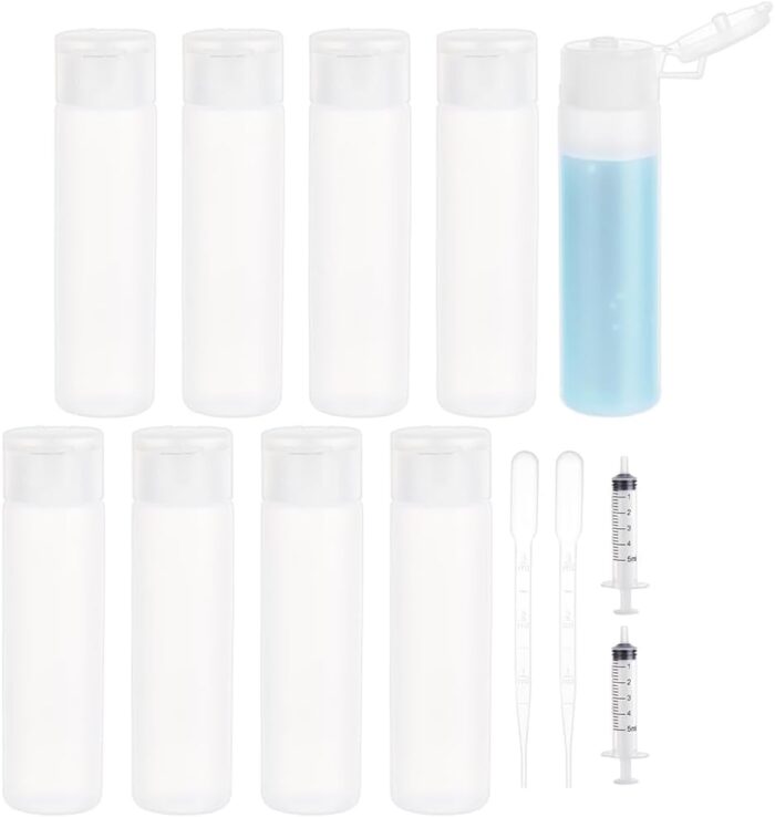 BENECREAT 10 Pack 18ml 0.6oz Plastic Squeeze Flip Cap Bottle Refillable Sample Travel Bottles for Makeup Cosmetic Toiletries Liquid