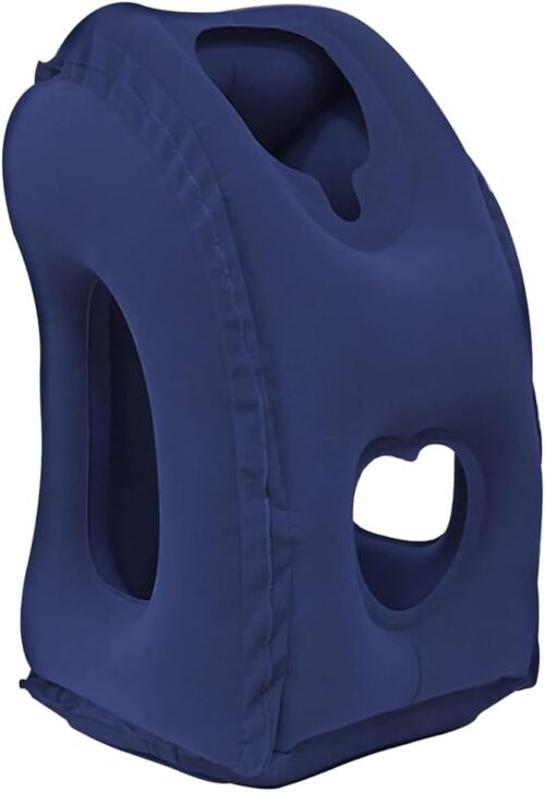 AIEKOO Travel Pillow Inflatable Airplane Neck Pillow Portable Neck and Head Support Pillow for Sleeping on Airplanes, Trains, Cars and Office Napping Use Blue