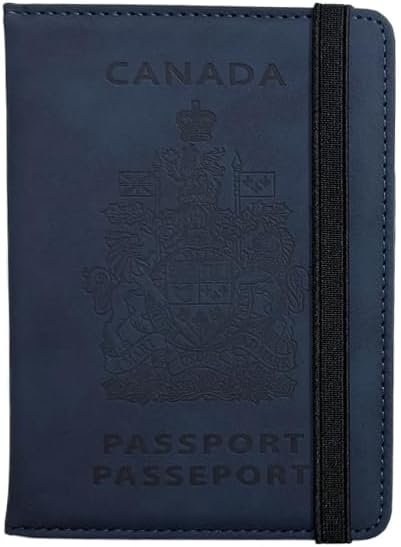 Alantino RFID Blocking Passport Holder - PU Leather Travel Passport Wallet & Organizer with Magnetic Closure – Compact Passport Cover for Men & Women (Navy Blue)