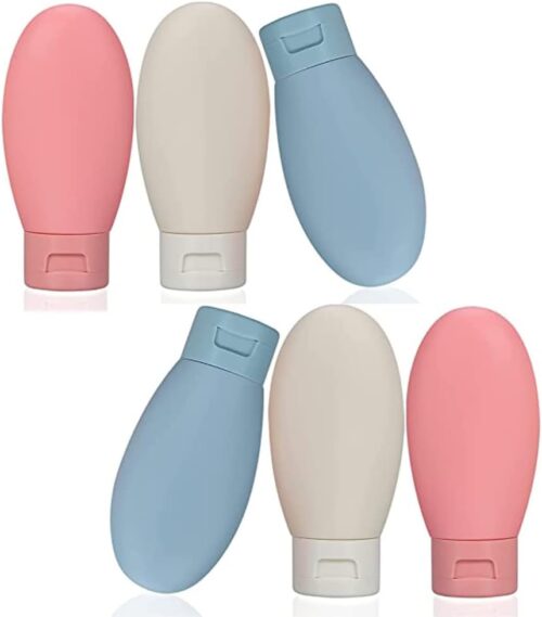 Travel Bottles Set, 6 PCS Leak Proof Refillable Squeezable Containers, Portable Small Empty Bottles for Travel