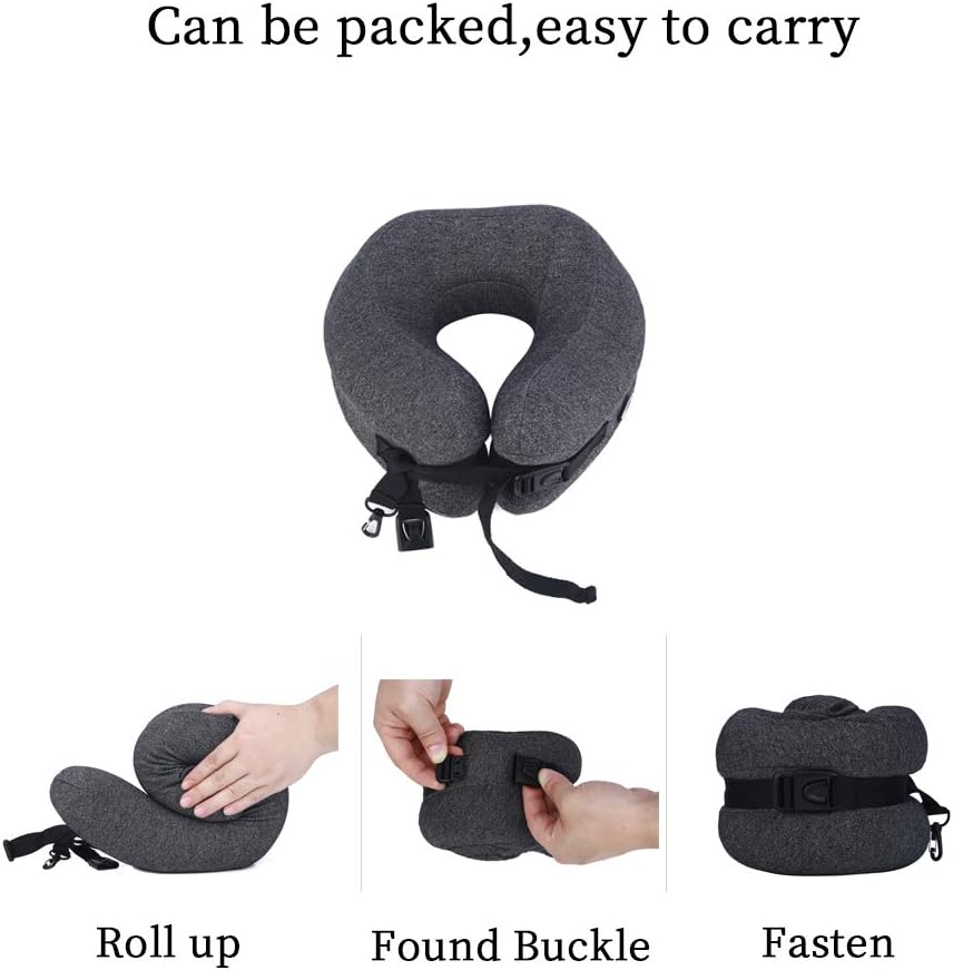 PROMUN Super Soft Head and Neck Support Travel Pillow, Premium Memory Foam U Shape Pillow with Small Bag, 360-Degree Protection for Airplanes, Cars, Buses, Trains, Office Napping, Camping (Dark Gray) - Image 6