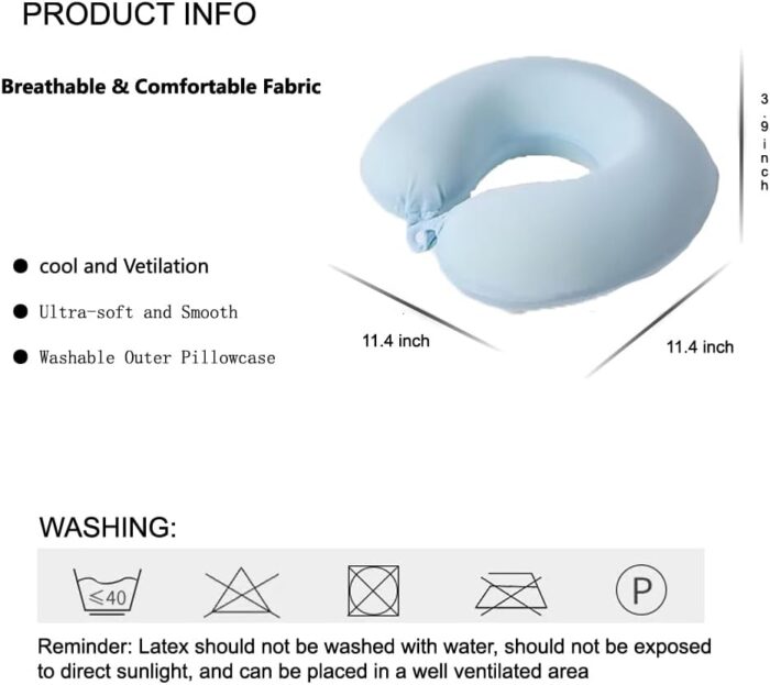 PROMUN Neck Pillow for Traveling,100% Pure Memory Foam Travel Pillow,U Shape Neck and Head Support Portable Airplane Pillow（Blue） - Image 5