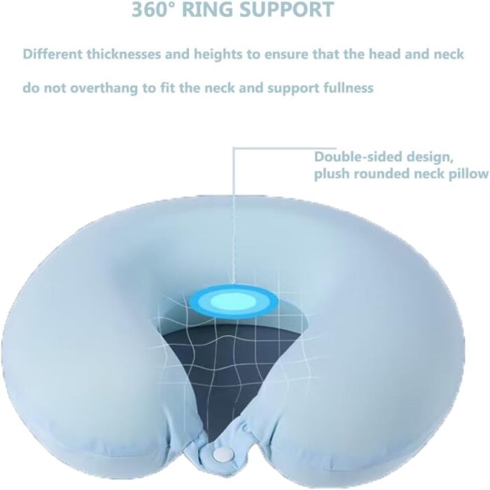 PROMUN Neck Pillow for Traveling,100% Pure Memory Foam Travel Pillow,U Shape Neck and Head Support Portable Airplane Pillow（Blue） - Image 4