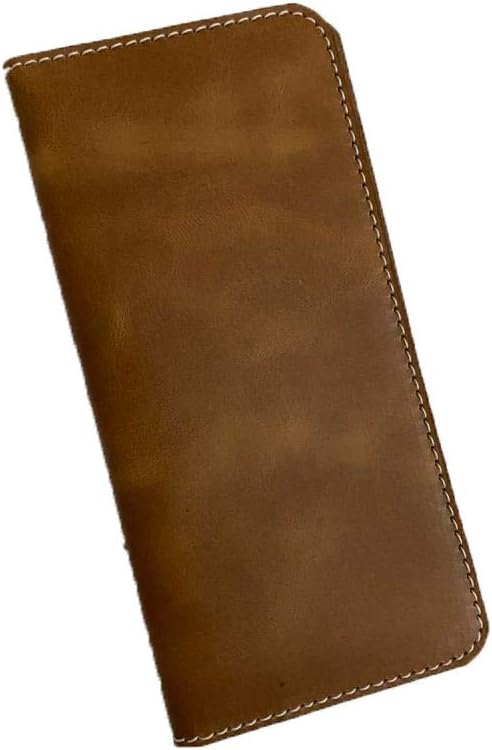 Genuine Cowhide Leather Passport Holder Travel Wallet Cover Long Document Vaccination Certificate Pass Credit Card Purse Case Money Banknote Boarding Pass Cover 8 inch * 4 inch Light Brown 2023