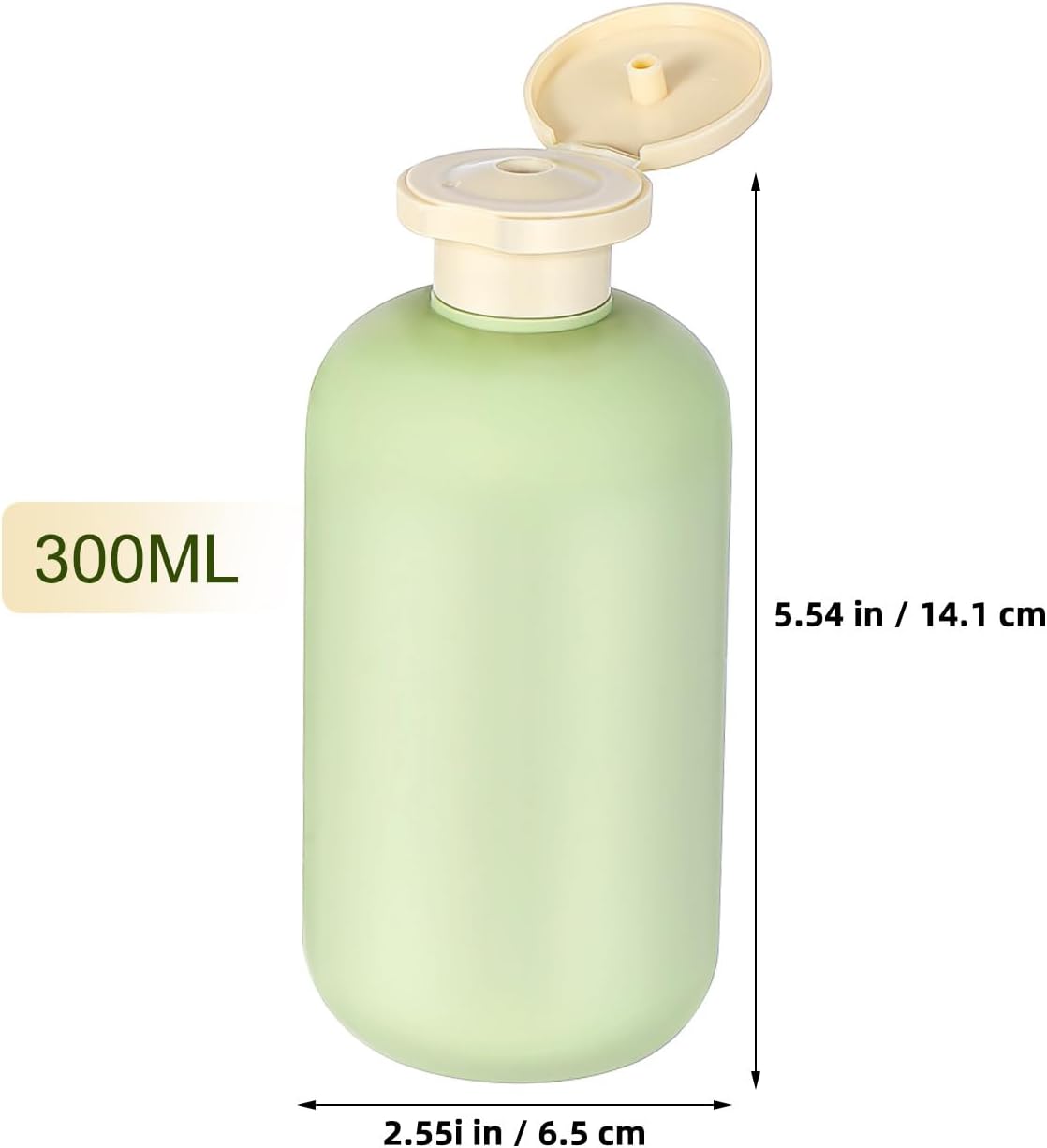 Kichvoe 300ML Refillable Shampoo Conditioner Bottle Squeeze Bottles with Flip Cap Green Shower Bottles Plastic Travel Bottles for Lotion-3PCS - Image 2