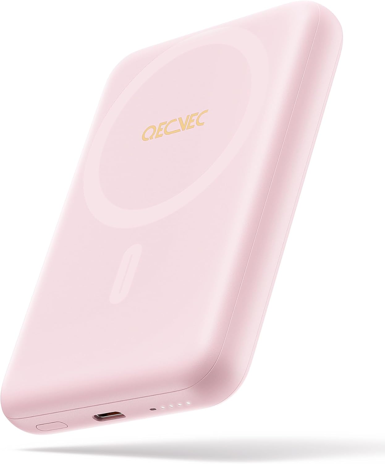 QECVEC Mag-Safe Power Bank - 10000mAh Magnetic Portable Charger with 15W Wireless Fast Charging & 20W PD Wired Charging, Compatible for iPhone 12/13/14/15/16 Series. (Pink)