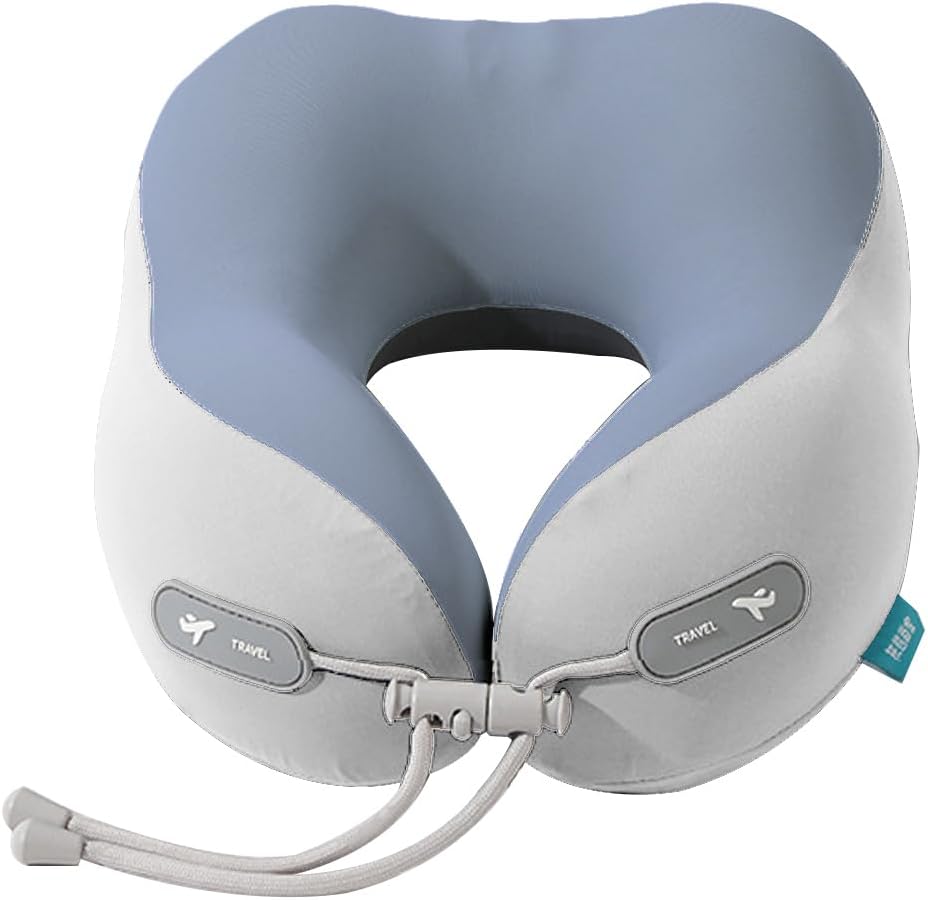 PROMUN Travel Pillow 100% Pure Memory Foam Travel Neck Pillow, Traveling Pillow for Airplane、Car、Home、Office (Grey) - Image 2