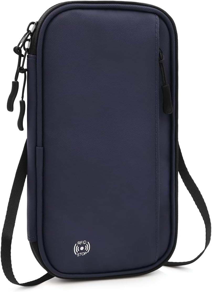 Passport Holder for Travel HADEEONG Blue Passport Travel Organizer Family Travel Document Organizer with RFID Blocking Passport Wallet Pouch for Men Women Airplane Cruise Travel Essentials - Image 7