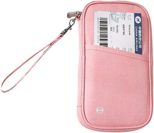 Passport Holder Family Travel Document Organizer Wallet for Women & Men, Credit Card Holders Portable Case for Boarding Pass (Pink)