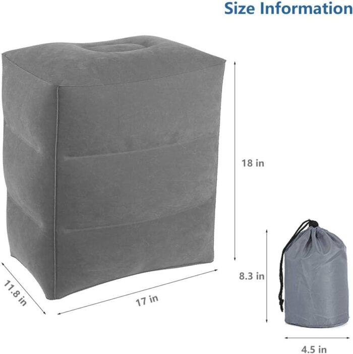 AirGoods Inflatable Travel Pillow for Foot Rest on Airplanes and Kids to Sleep on Long Flights (Grey) - Image 6