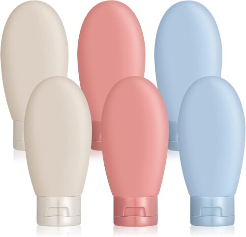 DesertCreations Travel Bottles Set, 6 Pcs Leak Proof Refillable Squeezable Containers Set,liquid Travel Accessories For Toiletry,shampoo,soap,body Wash (60ml)