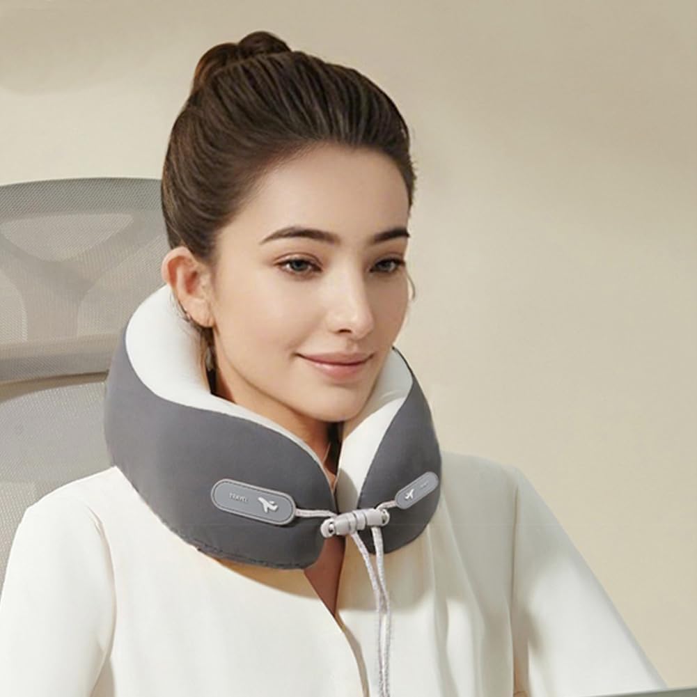 PROMUN Travel Pillow 100% Pure Memory Foam Travel Neck Pillow, Traveling Pillow for Airplane、Car、Home、Office (Grey) - Image 7