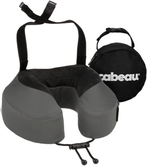 Cabeau Evolution S3 Travel Pillow, Memory Foam Airplane Neck Pillow for Travel, Breathable & Machine Washable Soft Cover, 360-Degree Neck & Chin Support, Gray