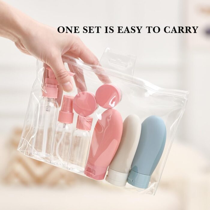 Silicone Travel Bottle Set,Squeezable Containers Set,10 Pcs Silicone Travel Containers,For shampoo,soap,body Wash,Refillable Bottles,Leak Proof Travel Essentials (Pink) - Image 8