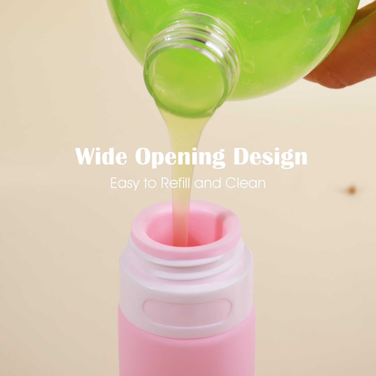 GLAMFIELDS Travel Bottles for Toiletries, Silicone Containers 3oz Size Leak Proof for Shampoo,Easy to Squeeze and Portable, TSA Approved Essentials for Traveling with Labels (4 Pack) Macaron - Image 4