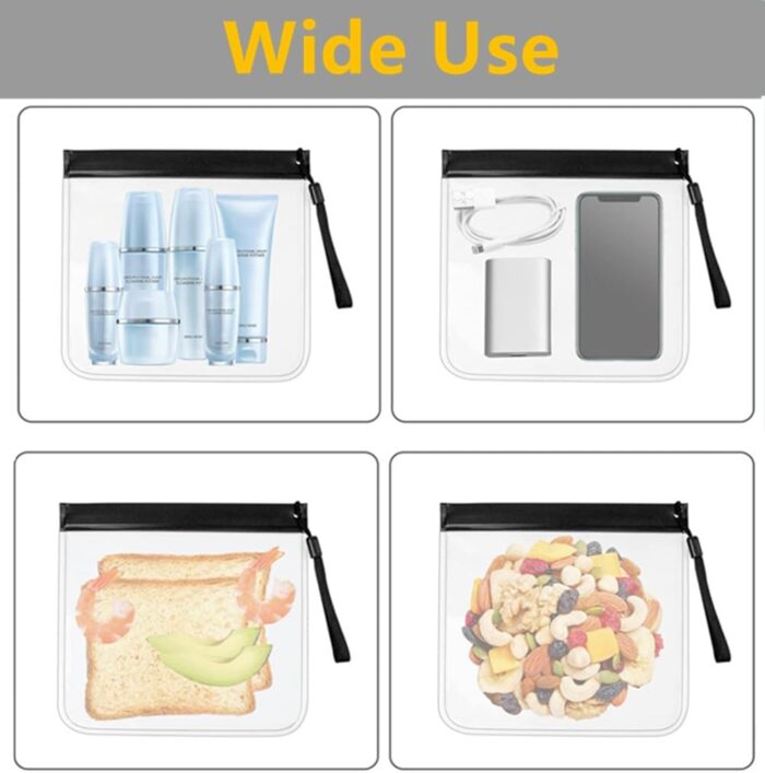 Clear Travel Toiletry Bag 20x20cm TSA Approved Liquids Bags 1L Eco Friendly Gifts Waterproof Travel Essentials Makeup Bag Cosmetic Bag Men Women (3pcs Black with Handle) - Image 5
