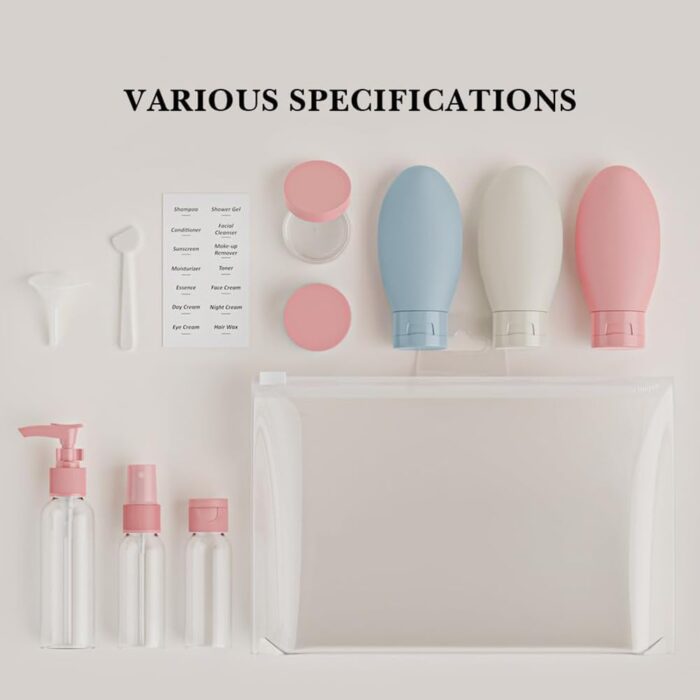 Silicone Travel Bottle Set,Squeezable Containers Set,10 Pcs Silicone Travel Containers,For shampoo,soap,body Wash,Refillable Bottles,Leak Proof Travel Essentials (Pink) - Image 7