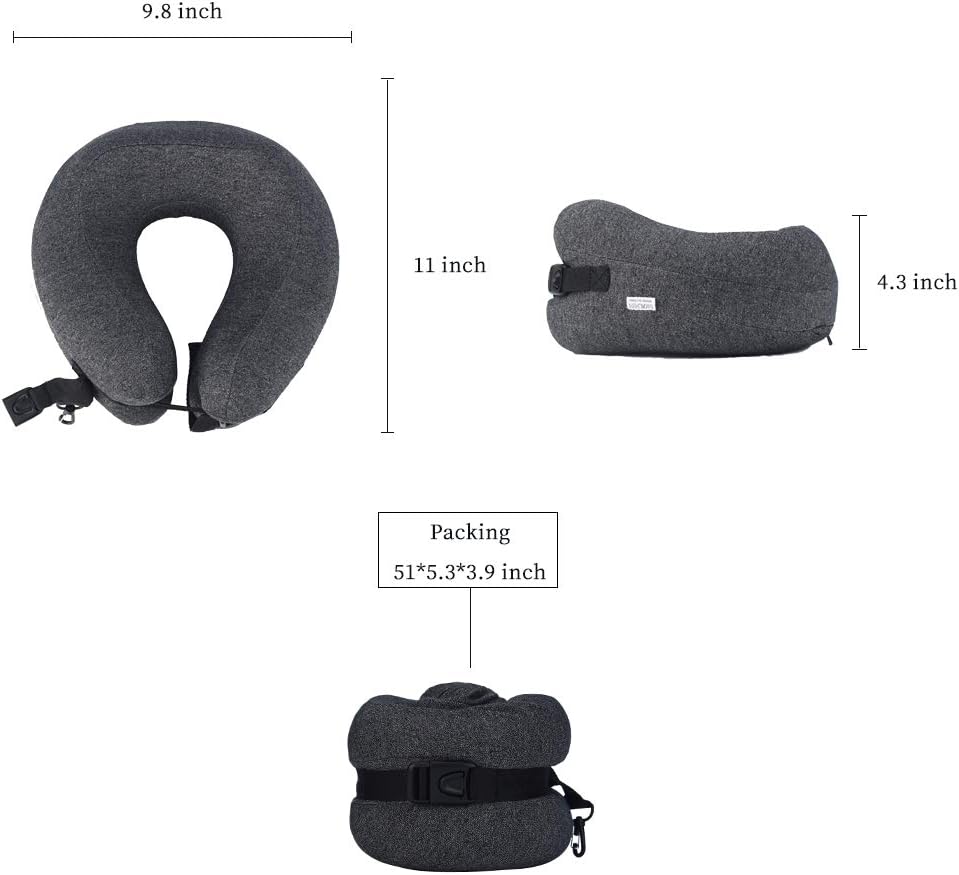 PROMUN Super Soft Head and Neck Support Travel Pillow, Premium Memory Foam U Shape Pillow with Small Bag, 360-Degree Protection for Airplanes, Cars, Buses, Trains, Office Napping, Camping (Dark Gray) - Image 5
