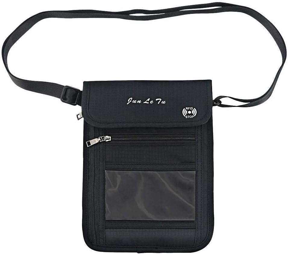 Number-One Neck Pouch Travel Wallet Passport Holder with RFID Blocking Waterproof Travel Security Bag for Your Money Credit Cards Cell Phones