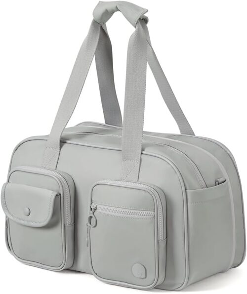 Aji Travel Duffel Bag, Duffle Bag for Travel with Wet Pocket, Carry on Weekender Bags for Men Women, Water Resistant Gym Duffel Bag Sport Bag (Gray)