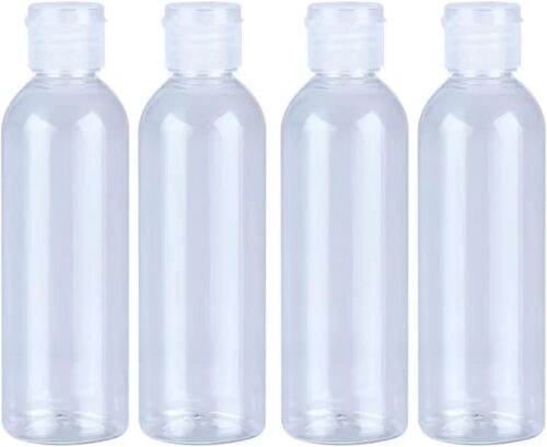 4 PC 100ml Empty Plastic Travel Bottles for Toiletries Leak Proof Squeezable Containers Travel Essentials Accessories, clear