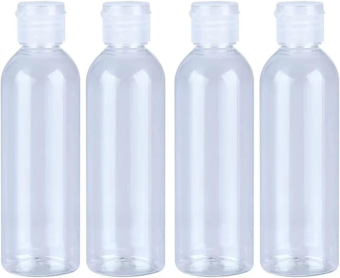 4 PC 100ml Empty Plastic Travel Bottles for Toiletries Leak Proof Squeezable Containers Travel Essentials Accessories, clear