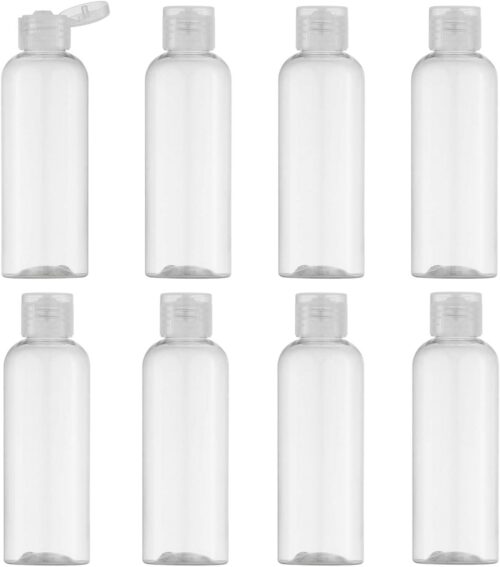 8 Pack 3.4oz Empty Plastic Travel Bottles, Clear Travel Bottles Set for Toiletries Leak Proof Squeezable Travel Size Containers Travel Essentials Accessories Squeeze Bottles (100ml)