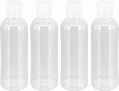 4Pcs Clear Plastic Travel Bottles 100ml Travel Bottles Set for Toiletries Leak Proof Cosmetic Travel Container Refillable Travel Size Bottle Empty Squeeze Bottles for Shampoo Lotion Liquid Conditioner