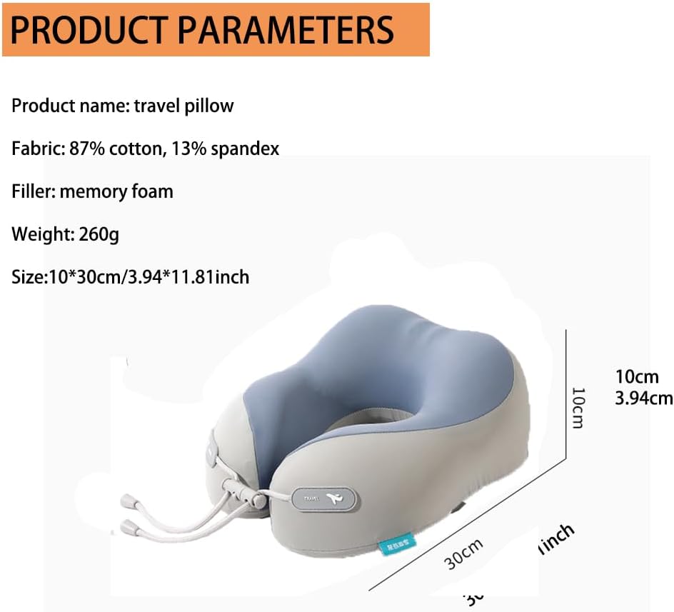PROMUN Travel Pillow 100% Pure Memory Foam Travel Neck Pillow, Traveling Pillow for Airplane、Car、Home、Office (Grey) - Image 5
