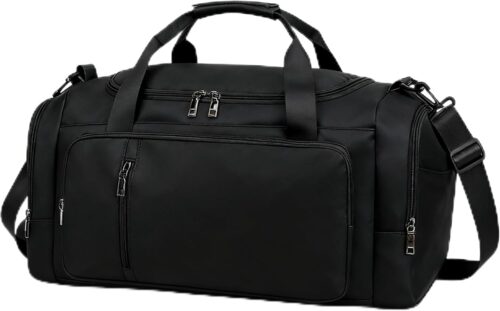 Travel Duffle Bag - Lightweight, Water-Resistant, Spacious Carry-On Duffel for Men & Women - Perfect for Gym, Weekend Trips, and Outdoor Adventures - Fits Clothes, Shoes, and Essentials (Black)