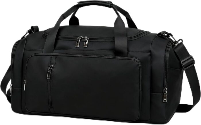 Travel Duffle Bag - Lightweight, Water-Resistant, Spacious Carry-On Duffel for Men & Women - Perfect for Gym, Weekend Trips, and Outdoor Adventures - Fits Clothes, Shoes, and Essentials (Black)