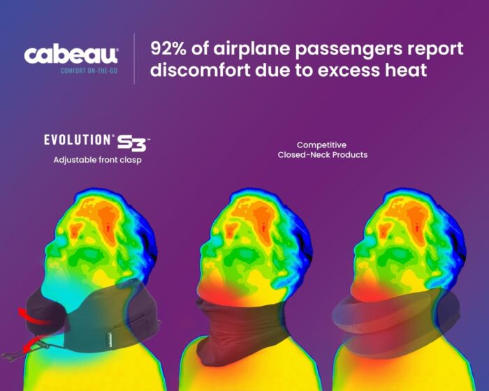 Cabeau Evolution S3 Travel Neck Pillow Memory Foam Neck Support, Adjustable Clasp, and Seat Strap Attachment - Comfort On-The-Go with Carrying Case for Airplane, Train, and Car (Jet Black) - Image 2