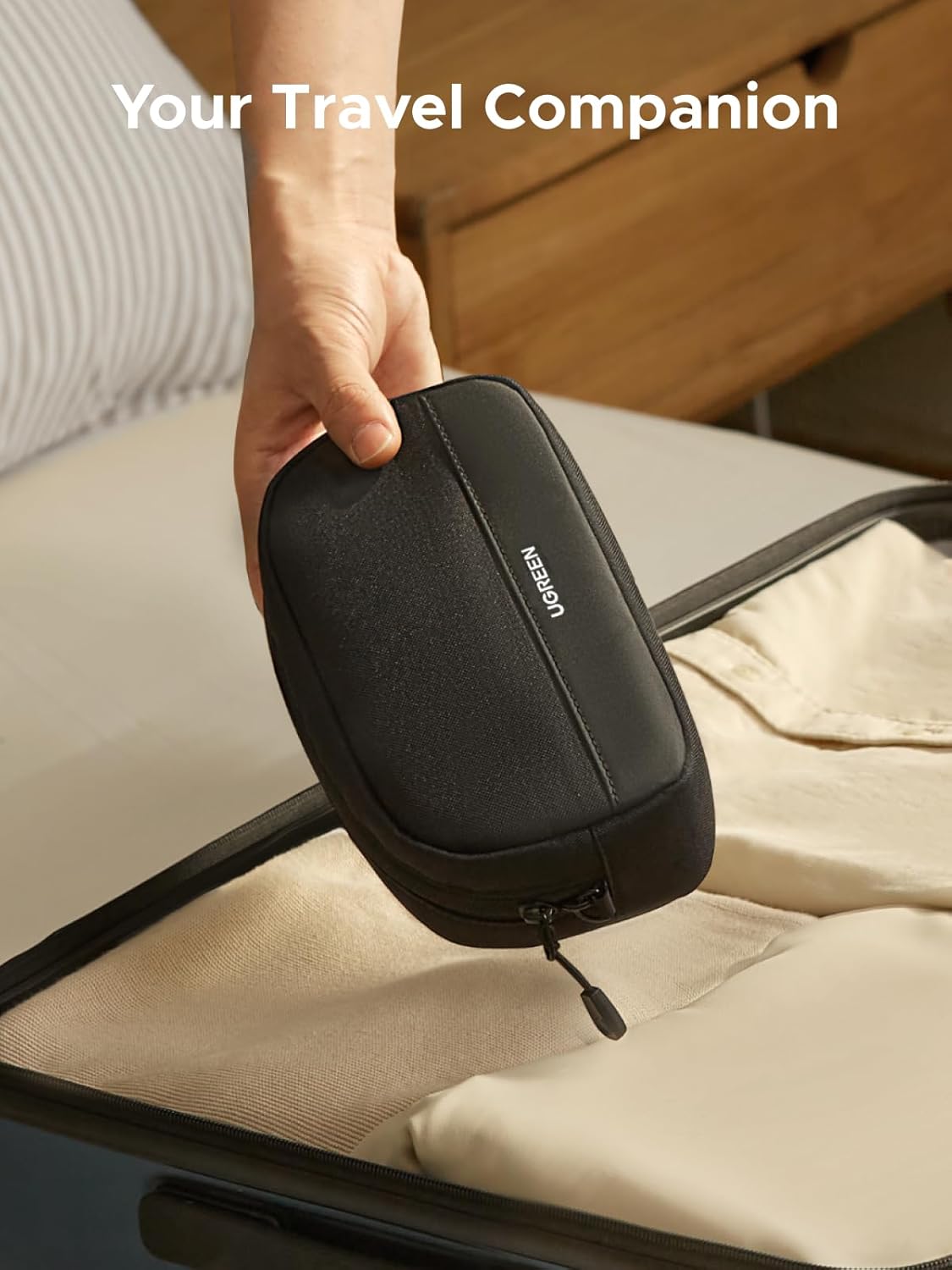 UGREEN Travel Case Electronics Organizer, Tech Pouch Portable Cable/Charger Case with YYK Zipper, Waterproof, Multi-Layer Compatible for Game Cards/Hard Drive, Lightweight and Compact, S - Image 6