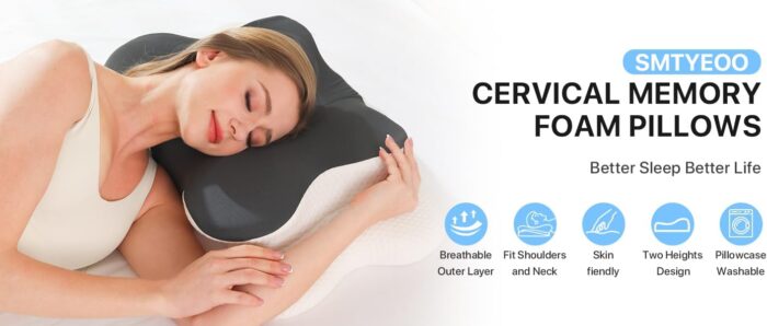 Cervical Pillow,Memory Foam Pillows,Cervical Pillow for Neck Pain Relief,Ergonomic Neck Support Neck Pillow,Side Sleeper Pillows for Side Back Stomach Sleepers, Pillows for Neck and Shoulder Pain - Image 2