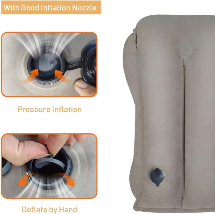 Airplanes Inflatable Travel Pillow, Neck Pillow Avoid Neck Shoulder Pain Comfortably Support Head for, Trains, Cars and Office Napping (Grey) - Image 3
