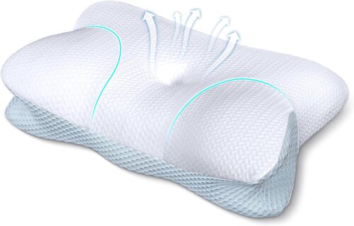 Cervical Pillow for Neck, Contour Memory Foam Pillow for Shoulder Ergonomic Head Neck Support Pillow for Side/Back/Stomach Sleepers with Removable Cover