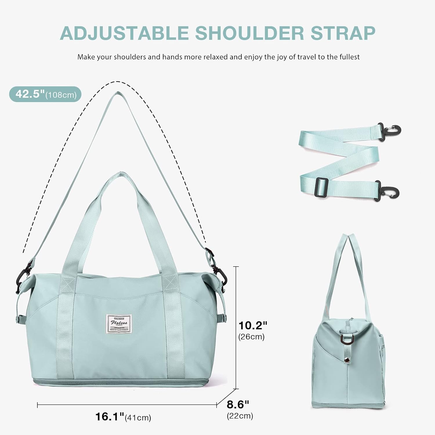 Travel Bag for Women with Wet Pocket,Capacity Expanadle Weekender Overnight Duffel Bag with Trolley Sleeve Gym Tote Bags Waterproof Large - Image 4