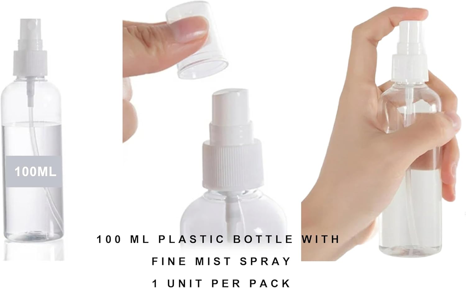 5-PACK Clear Plastic Travel Bottles, 100ml Set for Toiletries, Leak Proof Cosmetic Travel Container, Refillable Travel Sized Bottles, Empty Squeeze Bottles for Shampoo, Conditioner, Lotion, Liquids - Image 2