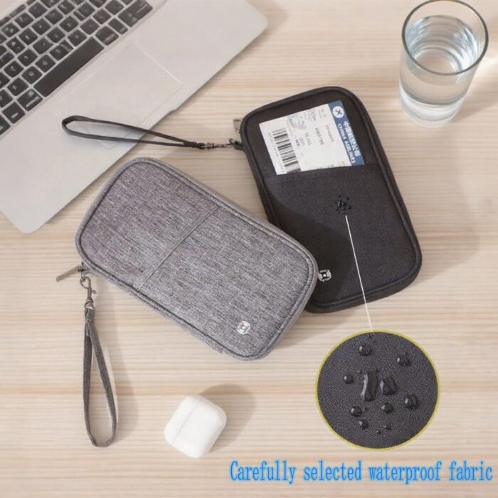 2-Pack Travel Essentials Versatile RFID Passport Holder Portable Travel Wallet,9×5.1×0.9In Water-Resistant Oxford Cloth (Black & White)，Ideal for Boarding & Travel - Image 2