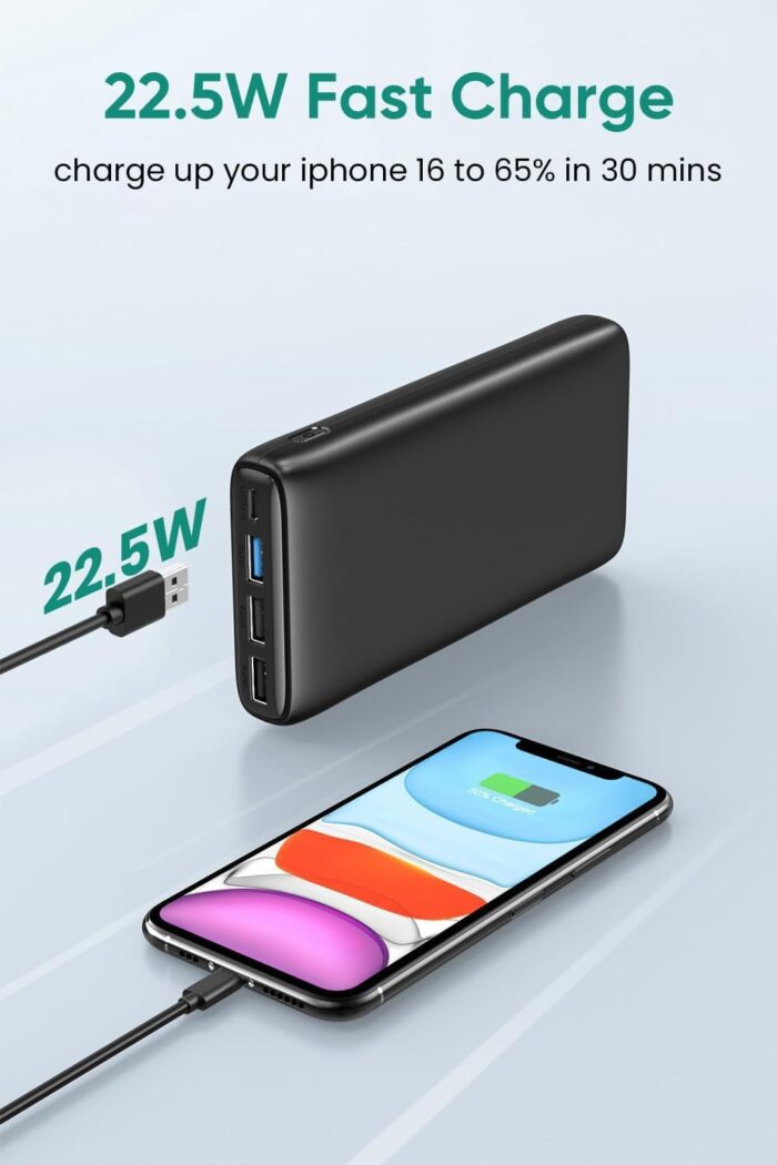 A ADDTOP Power Bank 26800mAh Portable Charger, 22.5W Fast Charging Battery Pack PD 3.0 USB C Input & Output with LED Display 4 Outputs for iPhone, Samsung, Tablet and More - Image 2