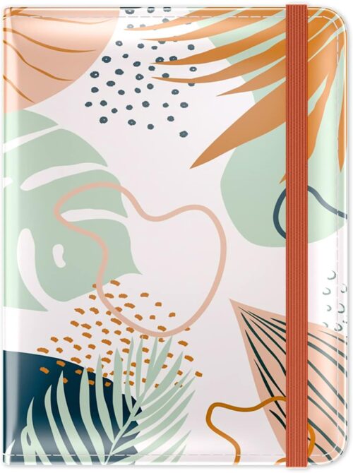Hsxnam Passport & Vaccine Card Holder Combo, Passport Holder with Vaccine Card Slot, Passport Cover Case with RFID Blocking, Leather Travel Documents Organizer Protector for Women, Boho Plants, Green