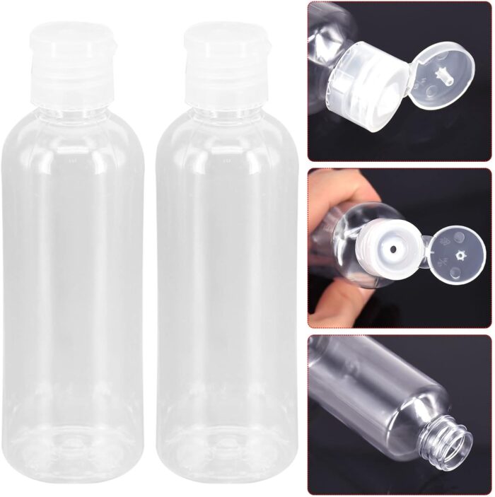 4Pcs Clear Plastic Travel Bottles 100ml Travel Bottles Set for Toiletries Leak Proof Cosmetic Travel Container Refillable Travel Size Bottle Empty Squeeze Bottles for Shampoo Lotion Liquid Conditioner - Image 3