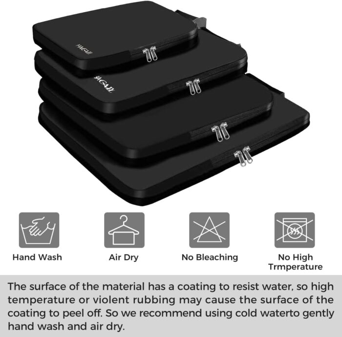 BAGAIL 4 Set Compression Packing Cubes Travel Expandable Packing Organizers(Black,4 Set） - Image 8