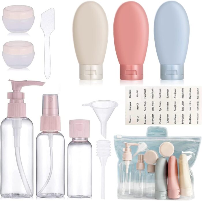 Travel Bottles for Toiletries, 13Pcs TSA Approved Travel Containers Leakproof Refillable Squeezable Containers, Travel Essentials Accessories with Tag for Shampoo Lotion Body Wash