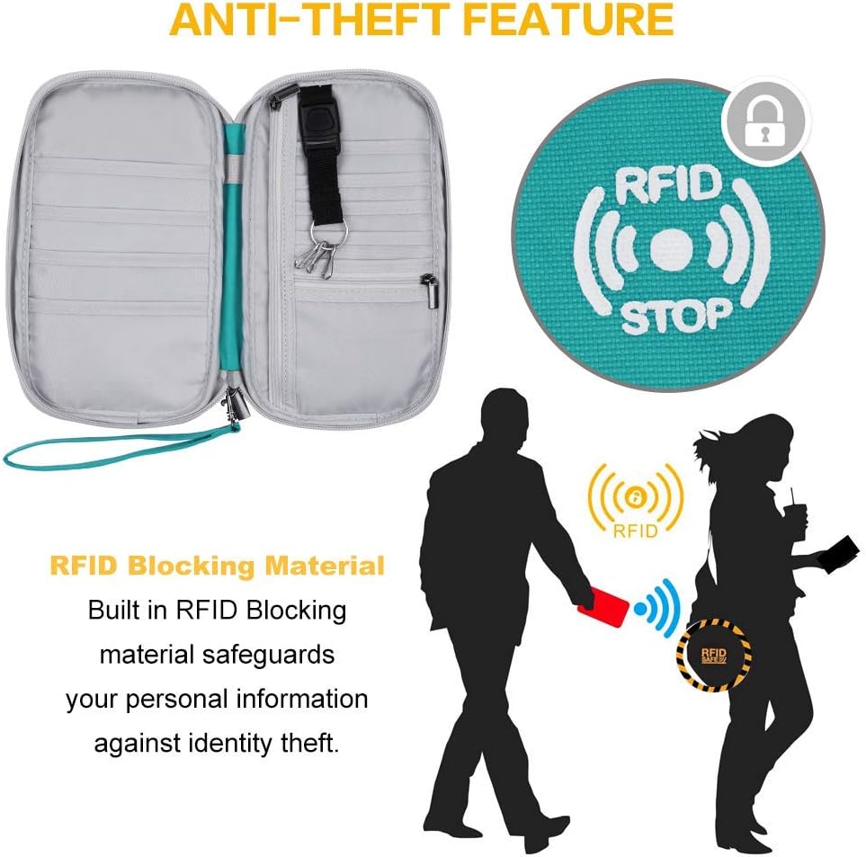 RFID Blocking Travel Passport Wallet Holder, Homchen Document Organiser Case Credit Card Holders for Men and Women (Flamingo) - Image 4