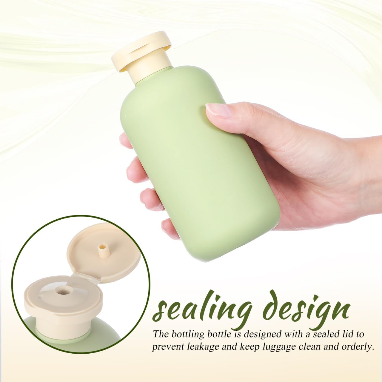 Kichvoe 300ML Refillable Shampoo Conditioner Bottle Squeeze Bottles with Flip Cap Green Shower Bottles Plastic Travel Bottles for Lotion-3PCS - Image 5