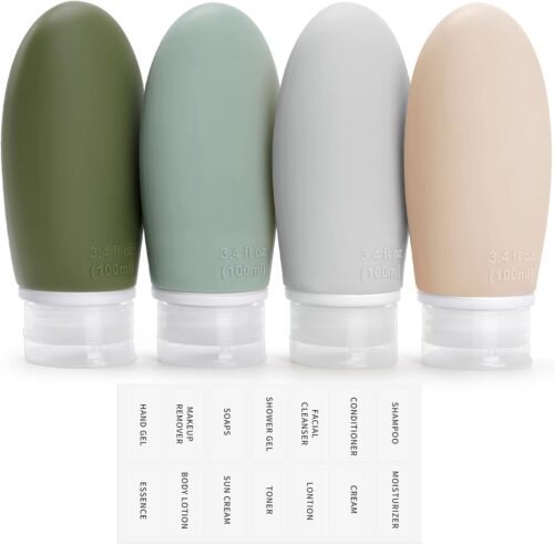 100ml Silicone Travel Bottles for Toiletries, Opret 4 Pack TSA Approved BPA Free Travel Containers Set Leak Proof Refillable Squeezable Travel Accessories for Shampoo Conditioner Lotion