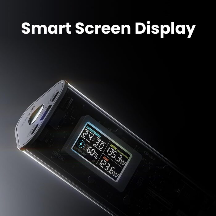 SHARGEEK 170 Power Bank, 170W Output 24,000mAh Portable Charge with Smart Display, IP66 Waterproof with 3 Port Compatible with iPhone 15/14/13 Series, Samsung, MacBook, and More - Image 3